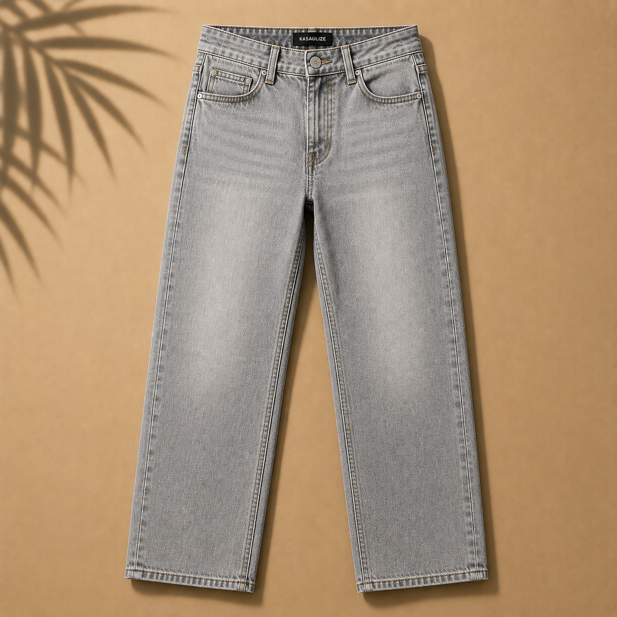 KASAULIZE Stone Grey Straight Jeans